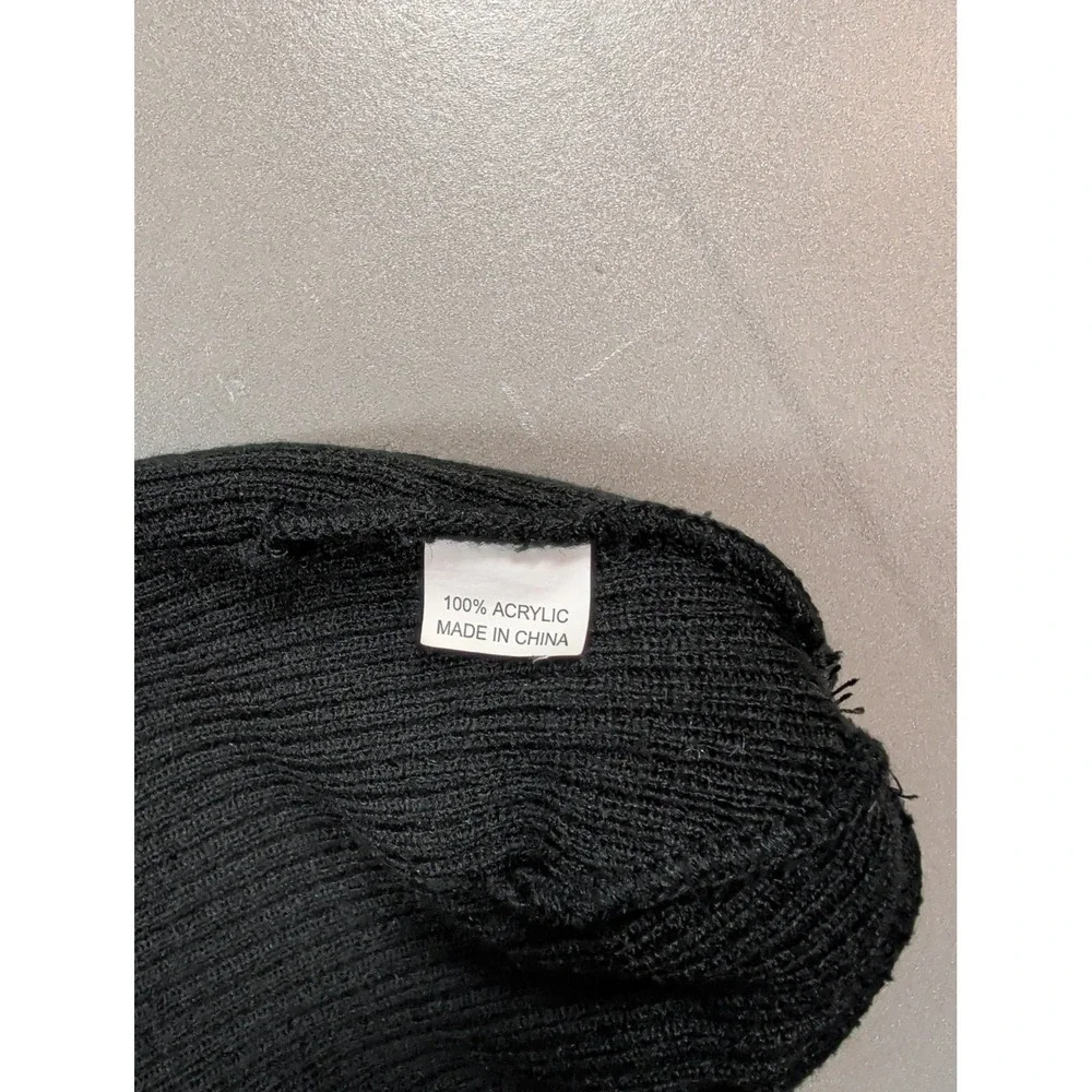 D2S Est 1991 Black Cuffed Beanie Hat Pom Pom Acrylic Knit Winter Cap Mens Womens